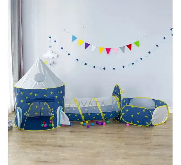 Дитячий ігровий будиночок-намет "Замок" 3в1 з тунелем та басейном під кульки