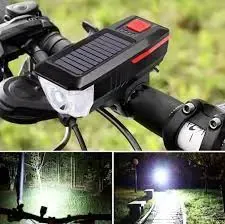 Ліхтар велосипедний c сигналом, акумулятором і сонячною зарядкою LY-17