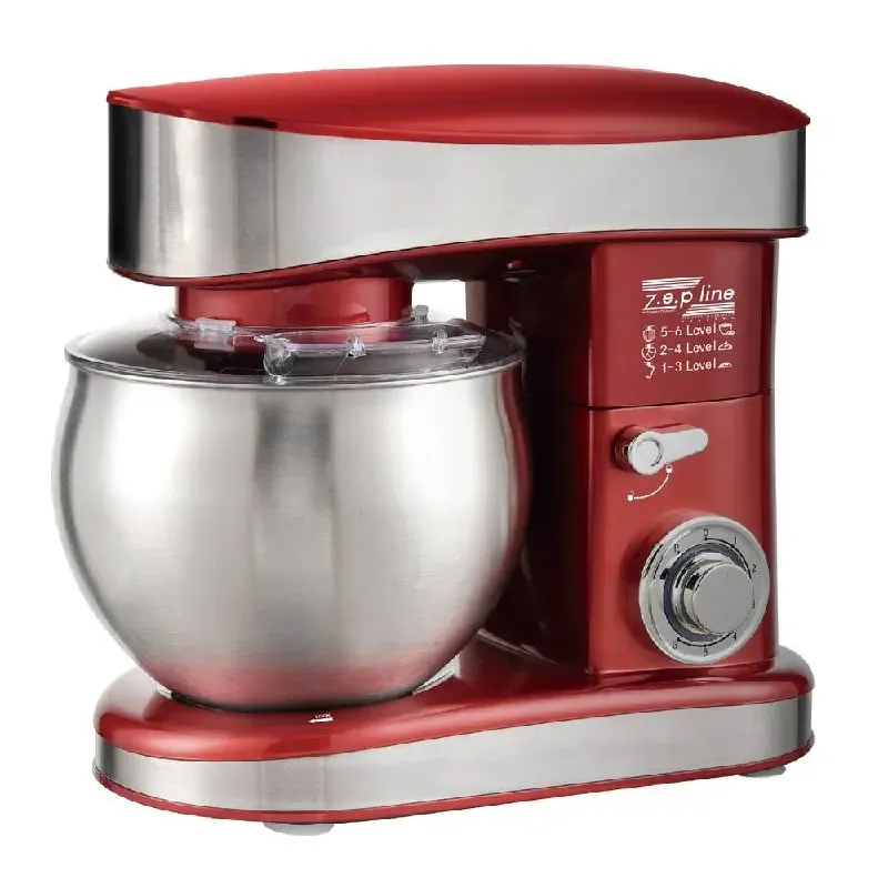 Червоний Кухонний тестоміс міксер 4в1 3500 Вт на 7 літрів Zepline з нержавіючої сталі ZP-137