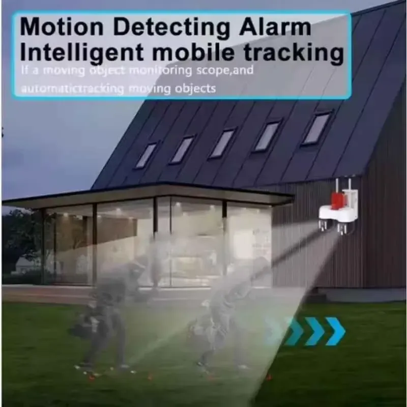 Високопродуктивна камера відеоспостереження з двома напрямками руху, WIFI, горизонтальне обертання на 360° та вертикальне на 90°, водонепроникна, нічне бачення, датчик руху, 4M, x10, V380pro