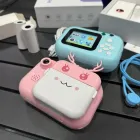 Рожевий Дитячий фотоапарат C11 з екраном моментального друку фото "Ріжки"