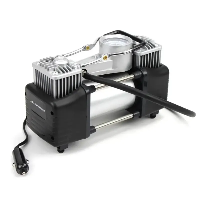 Автомобильный двухпоршневый компрессор с набором инструментов в кейсе YELLOW