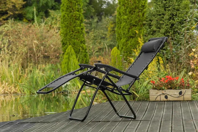 коричневий Садове Крісло Шезлонг до 120 кг Складаний Шезлонг для Дачі Zero Gravity XXL  (з підстакаником)