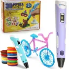 3D ручка з LCD дисплеєм та набором еко пластику для 3Д малювання 3D Pen Blue