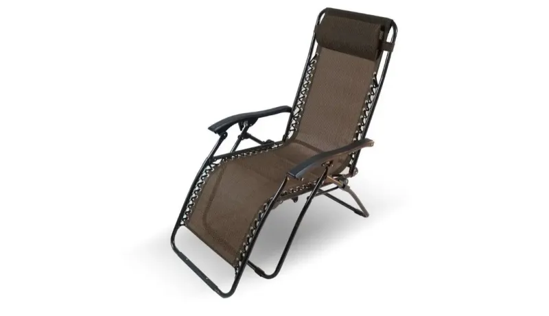 Садове Крісло Шезлонг до 120 кг Складаний Шезлонг для Дачі Zero Gravity XXL чорний (з підстакаником)