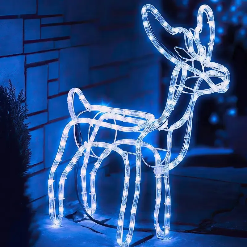 Різнокольоровий Вуличний новорічний олень із дюралайту маленький 47 см від мережі