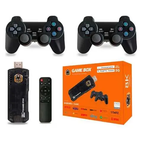 Ігрова ТВ приставка Game Box 8K 8X M98 Smart TV Stick 64GB геймстик з геймпадами + 10000 вбудованих ігор
