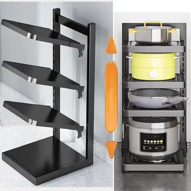Кухонна полиця для зберігання каструль на 4 рівні для зберігання каструль регульована