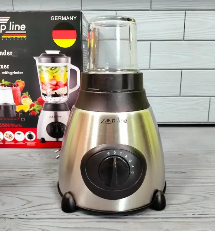 Блендер 1500W побутовий кухонний стаціонарний 1,5л з кавомолкою Zepline ZP-004