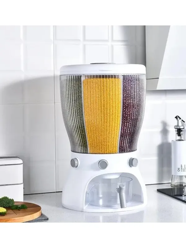 Білий Диспенсер для круп, що обертається з дозатором