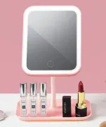 Квадратне дзеркало для макіяжу, косметичне дзеркало з LED з яскравим льодом підсвічуванням, вбудованим акумулятором