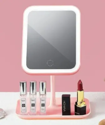 Квадратне дзеркало для макіяжу, косметичне дзеркало з LED з яскравим льодом підсвічуванням, вбудованим акумулятором