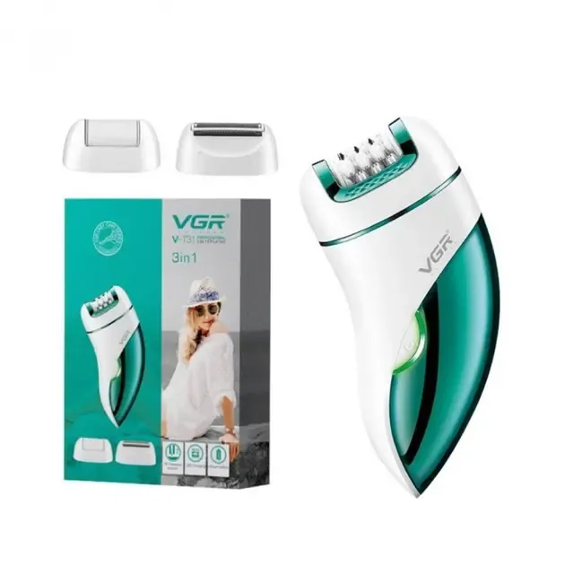 Епілятор жіночий акумуляторний 3 в 1 з USB триммер депілятор для тіла та ніг VGR V-731