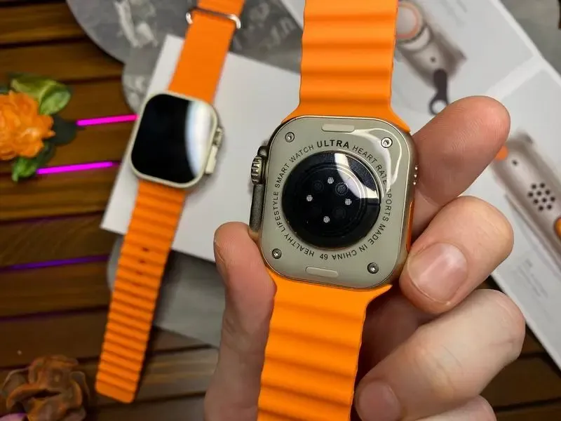 Помаранчеві Смарт годинник L8 Ultra Max 49 mm 1:1 Apple Watch! AMOLED.Преміум якість. Є гвинти та фіксатор ремінця