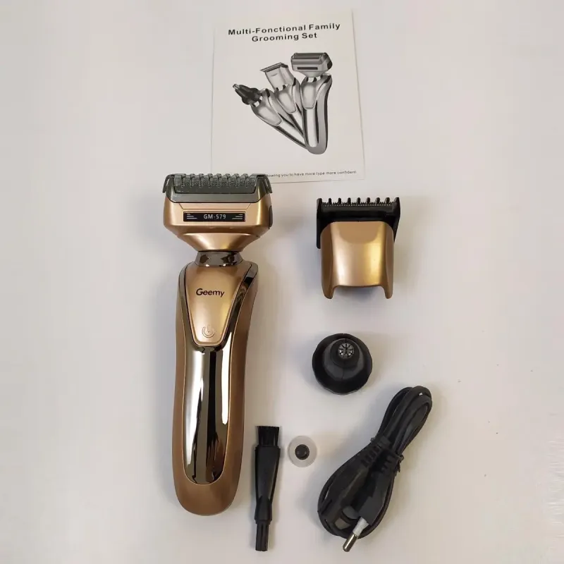 Бритва триммер 3 в 1 Geemy GM-579 на акумуляторі універсальна з насадками для стрижки бороди носа вух