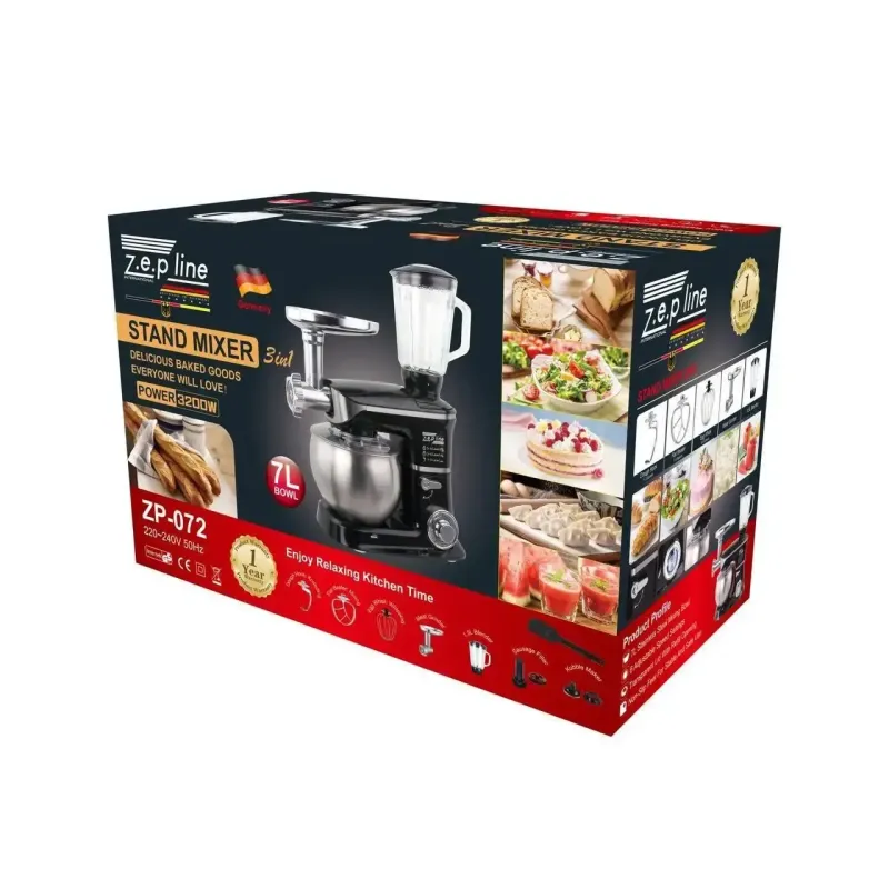 Кухонний комбайн 4в1 (тістоміс, м'ясорубка, блендер, міксер) Zepline ZP-072 3200W