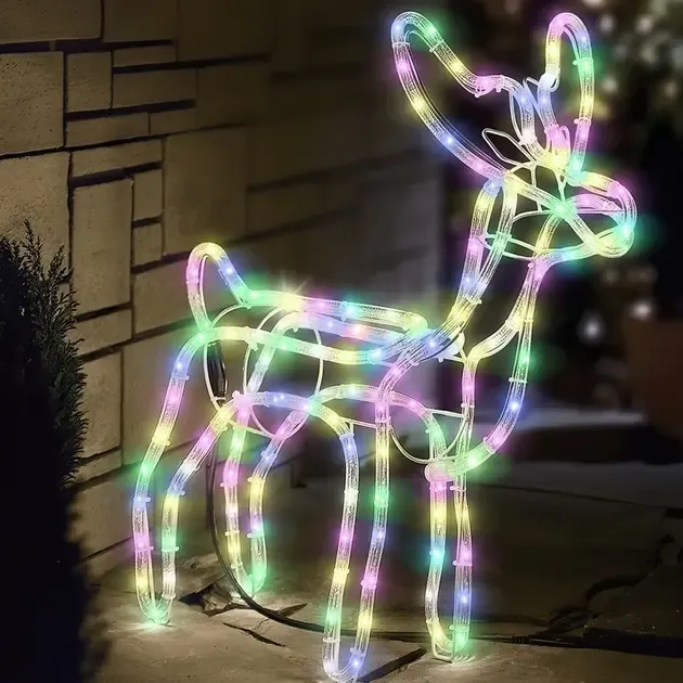 Синій Вуличний новорічний олень із дюралайту маленький 47 см від мережі