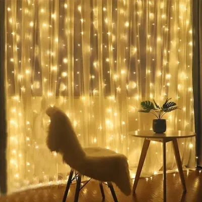 Гірлянда-штора Водоспад 2х2 м, 160 LED світлова завіса зі статичним режимом, тепле світло
