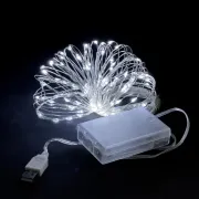 Гірлянда роса нитка світлодіодна 3 м на батарейках для дому холодний білий