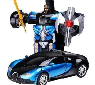 Машинка Трансформер Bugatti Size 18 см Robot Car синя з пультом