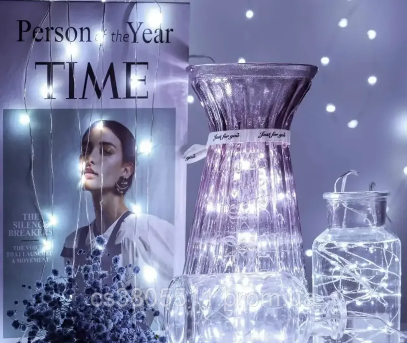 Гірлянда роса нитка світлодіодна 3 м на батарейках для дому холодний білий