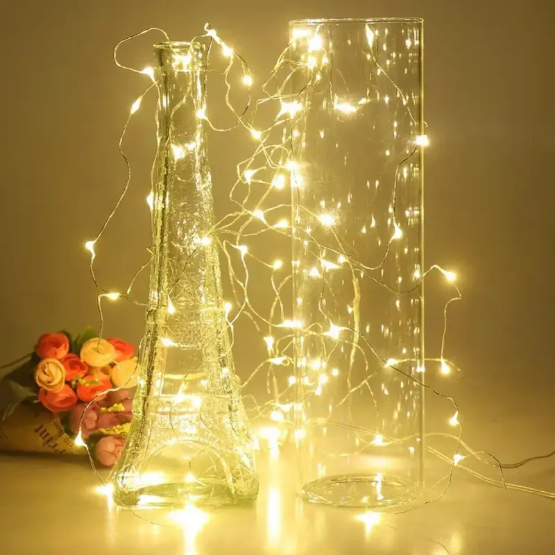 Гірлянда світлодіодна нитка роса 3м на батарейках 3 шт AAA білий колір білий Gold