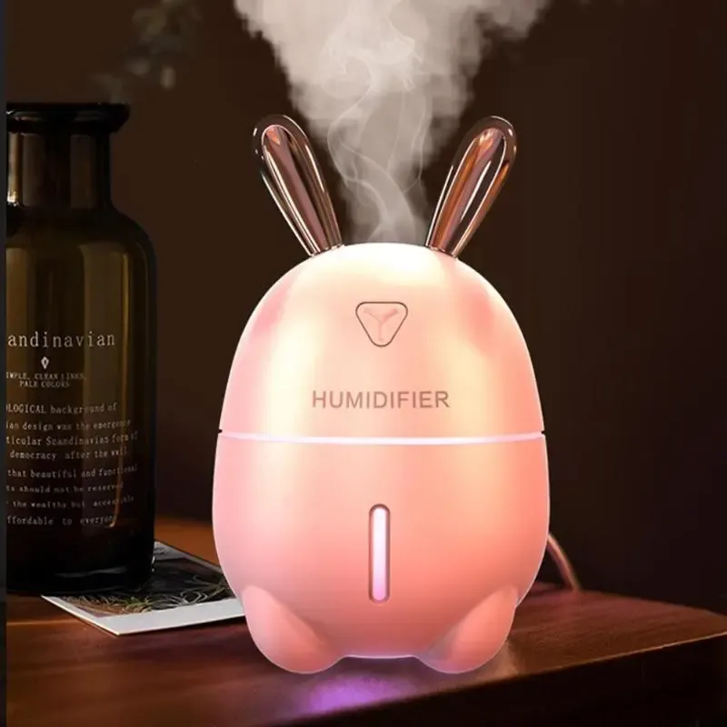 Зволожувач повітря Ультразвуковий з LED-підсвічуванням 7 кольорів живлення USB Зайчик Нічник-зволожувач 300мл