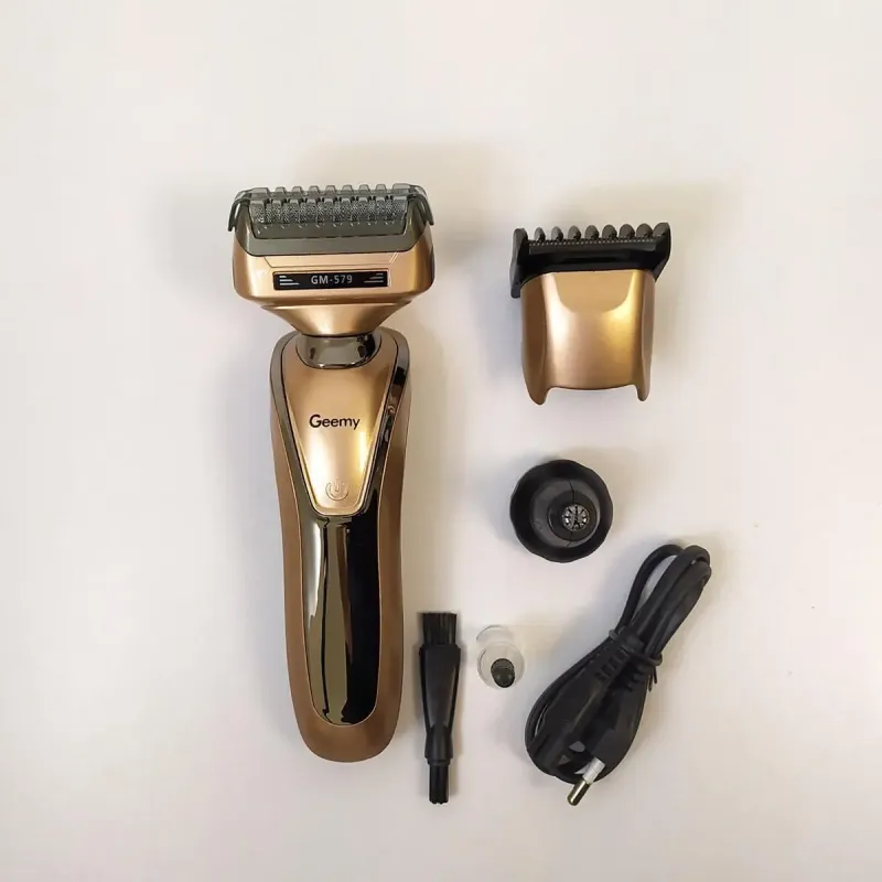 Бритва триммер 3 в 1 Geemy GM-579 на акумуляторі універсальна з насадками для стрижки бороди носа вух