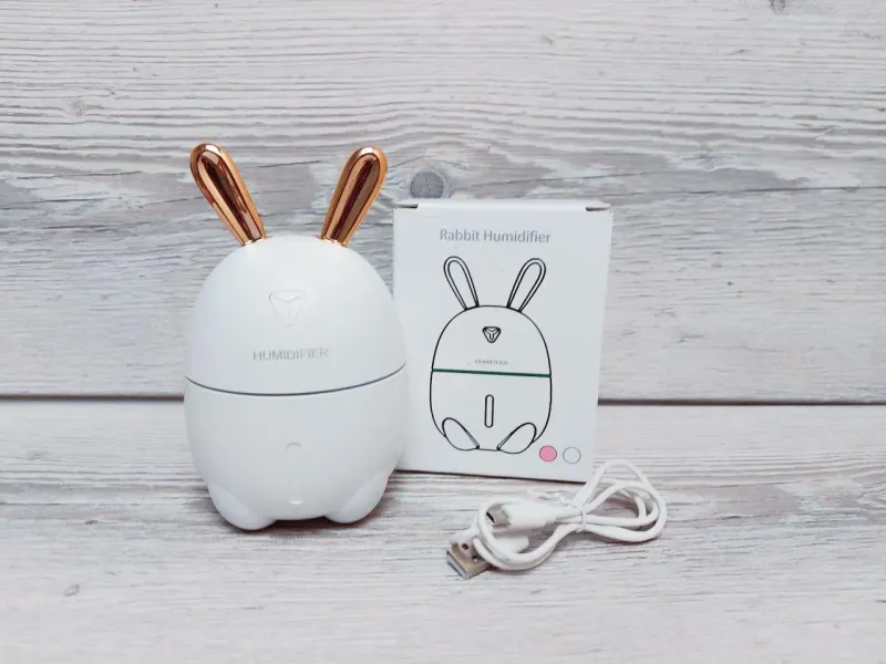 Зволожувач повітря Ультразвуковий з LED-підсвічуванням 7 кольорів живлення USB Зайчик Нічник-зволожувач 300мл