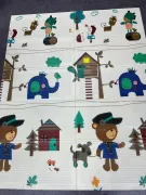 Ведмедик з будиночками Дитячий розвиваючий двосторонній термо килимок 180*150