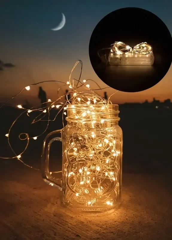 Гірлянда світлодіодна нитка роса 3м на батарейках 3 шт AAA білий колір білий Gold