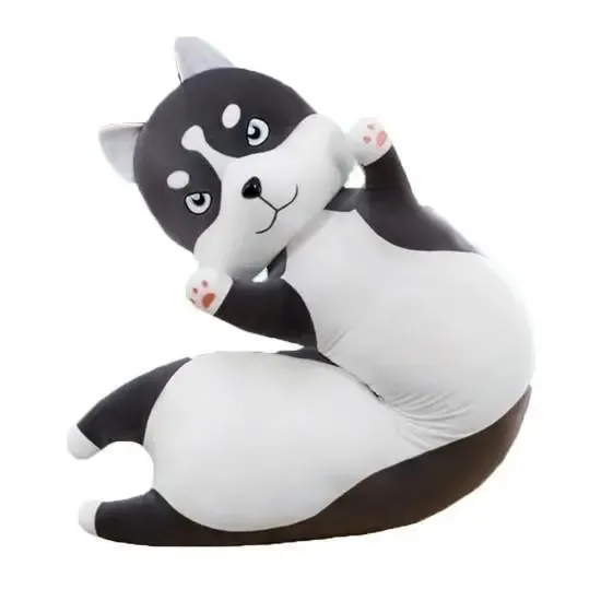 М'яка іграшка подушка довгий Хаскі антистрес подушка сірий 70 см