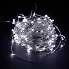 Новорічні гірлянди. Мідна дротяна лампа 100LED 10м (батарейки) Колір білий Силіконовий провід (7108)