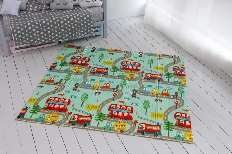 Зірки/Звірята Дитячий двосторонній термо килимок 180*200 в сумці