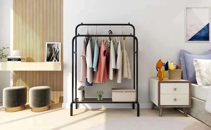 Подвійна стійка для одягу чорного кольору Double floor Hanger