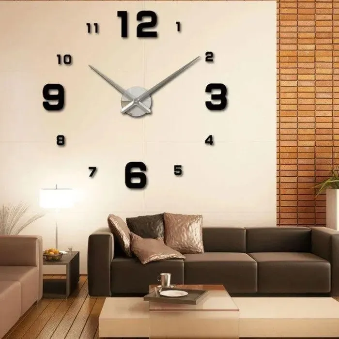 Настінний годинник 3D "DIY CLOCK" з цифрами від 60 до 120см Black
