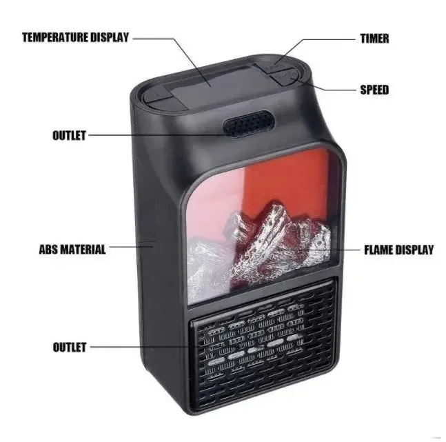 Обігрівач електричний Flame Heater 1000W з пультом