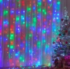 Святкова гірлянда завіса "Штора" на вікно 200LED 3х2м Мультикольоровий колір діодів Мульти USB