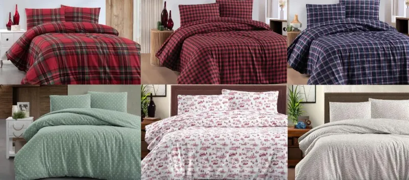 Білий з червоним Тепла постільна білизна / байкова євро розміру фланель 100%-бавовна Туреччина Cotton Collection