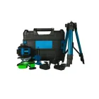 Лазерний 4D рівень акумуляторний -2 АКБ, 16 ліній, пульт дистанційного керування, цифровий дисплей, штатив, повний набір для встановлення, пластиковий кейс