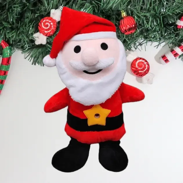 Дитяча плюшева іграшка Дід Мороз із проектором зоряного неба