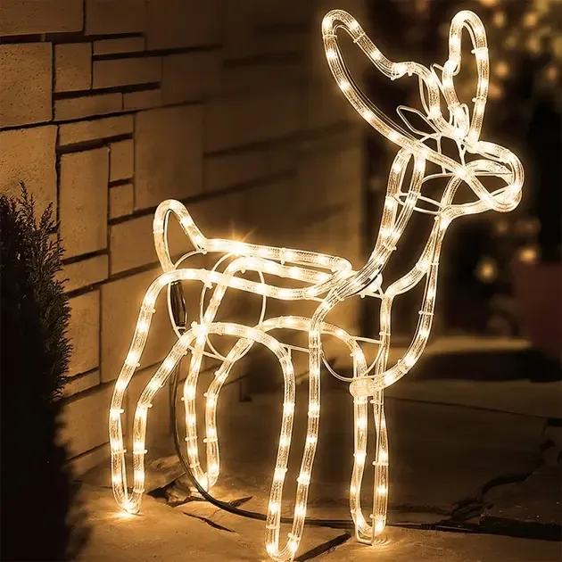 Різнокольоровий Вуличний новорічний олень із дюралайту маленький 47 см від мережі