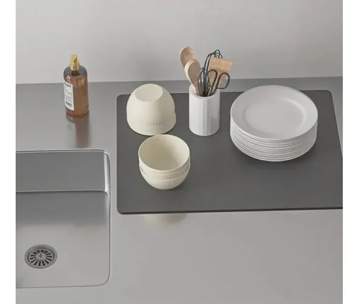 Білий Антиковзний кухонний килимок / Абсорбуючий килимок для сушіння посуду 40 см х 30 см х 0.4 см