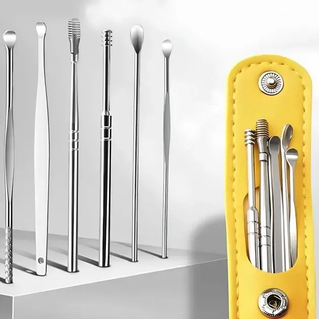 Багаторазові вушні палички з пружиною набір інструментів для очищення вух спіраль з футляром