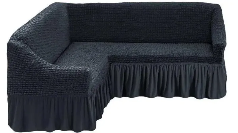 Чохол на кутовий диван з оборкою, накидка на диван