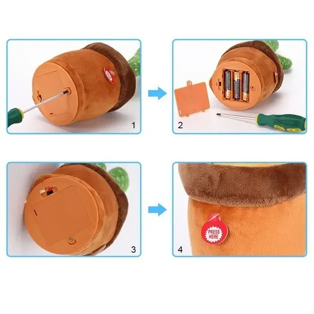 Кактус що танцює, світло-музична іграшка , Dancing Cactus TikTok кактус у вазоні 34 см