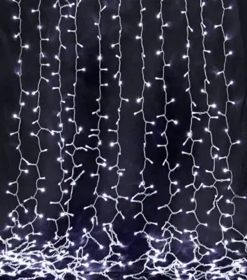 Новорічні гірлянди. Гірлянда водоспад 320-400L 3x3м (10х32 Ламп) Біла (7150)