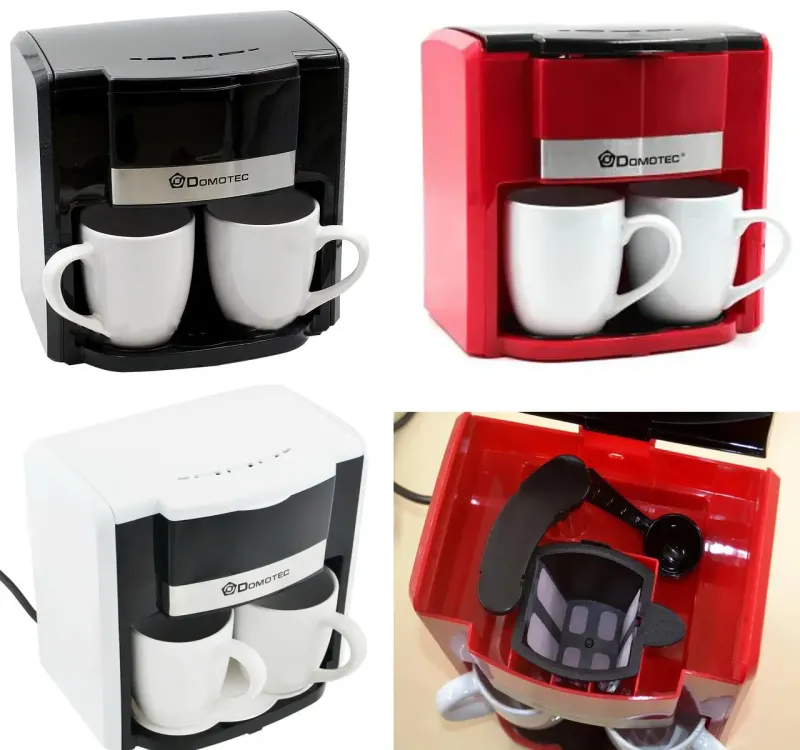Кавоварка Domotec MS-0705 Red + 2 керамічні чашки