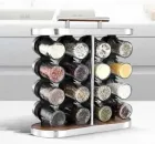 Карусель для спецій набір для спецій 16 ємностей Stainless steel and wood / органайзер для зберігання спецій