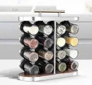 Карусель для спецій набір для спецій 16 ємностей Stainless steel and wood / органайзер для зберігання спецій
